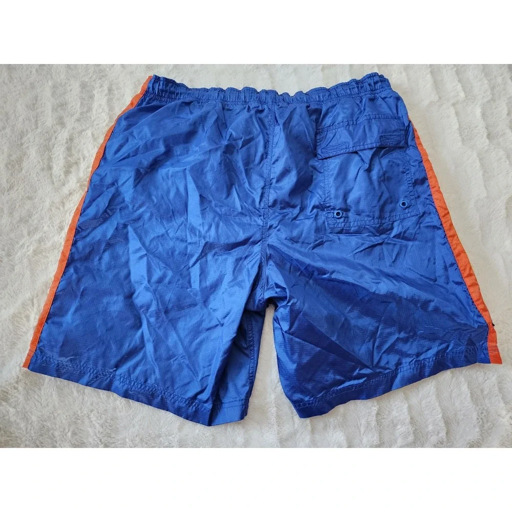 Tommy Hilfiger Swim Trunks Lined Vintage Blue Orange Yellow Mens Large Drawstrin
